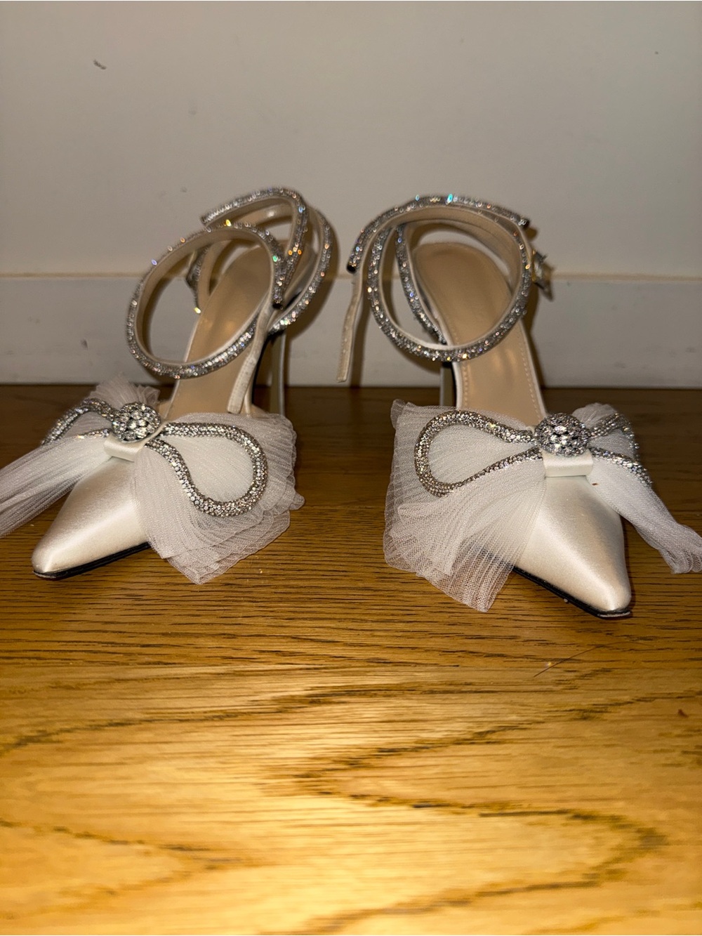 Very rare Mach & Mach satin double bow pumps with tulle bows
